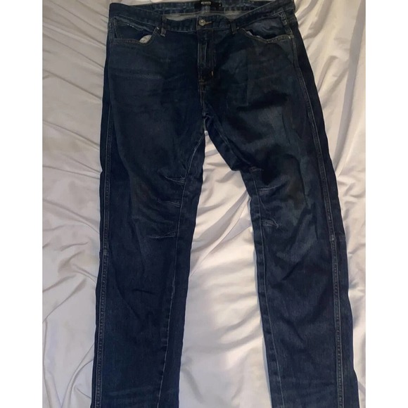 HUDSON Bow Legged Denim Jeans Men Size 38 Tapped Bagged Blue M726DPP - Picture 2 of 14